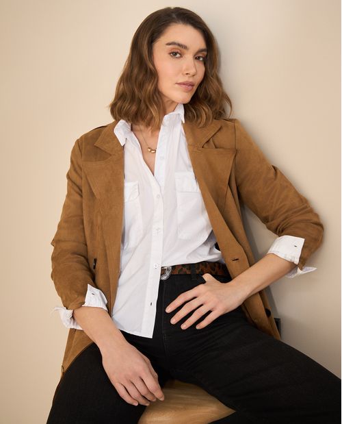 Chaqueta tipo gamuza para mujer