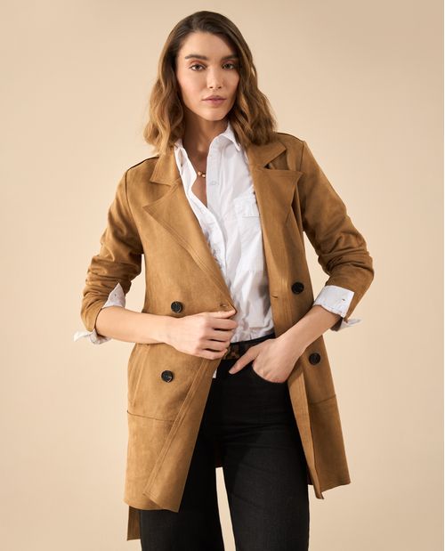 Chaqueta tipo gamuza para mujer