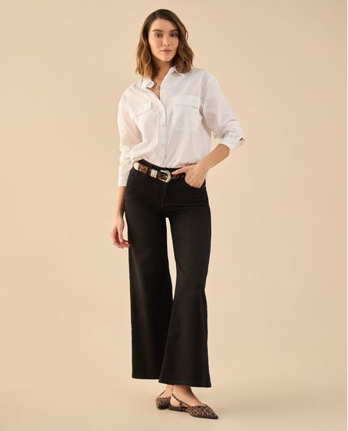 Jean Wide Leg en black denim para mujer