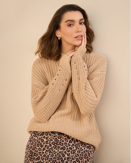 Buzo tejido cuello redondo para mujer