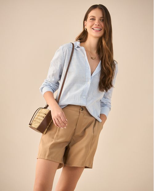 Camisa manga larga a rayas para mujer