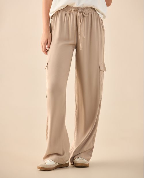 Pantalón de tela fluida para mujer