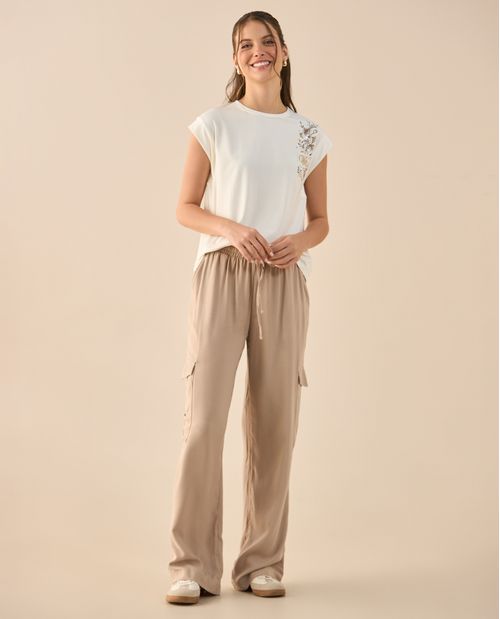 Pantalón de tela fluida para mujer