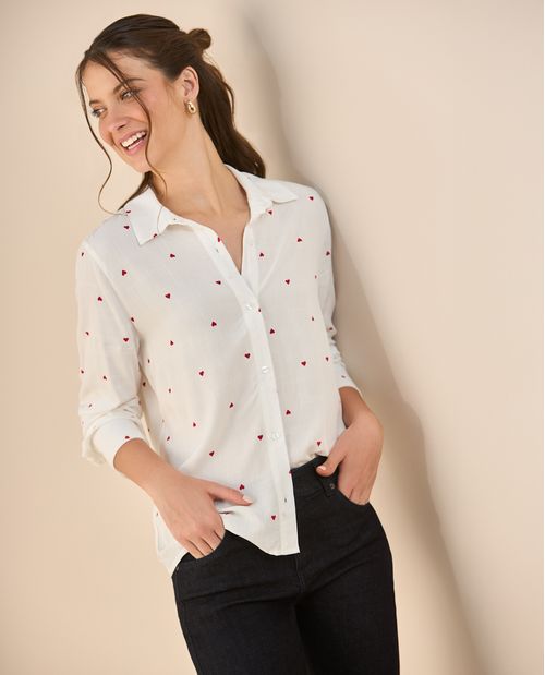 Camisa con mini prints de corazones para mujer