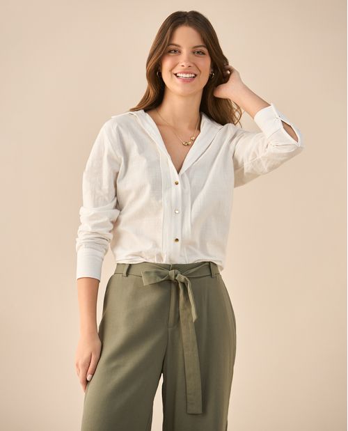 Camisa de tela con textura para mujer