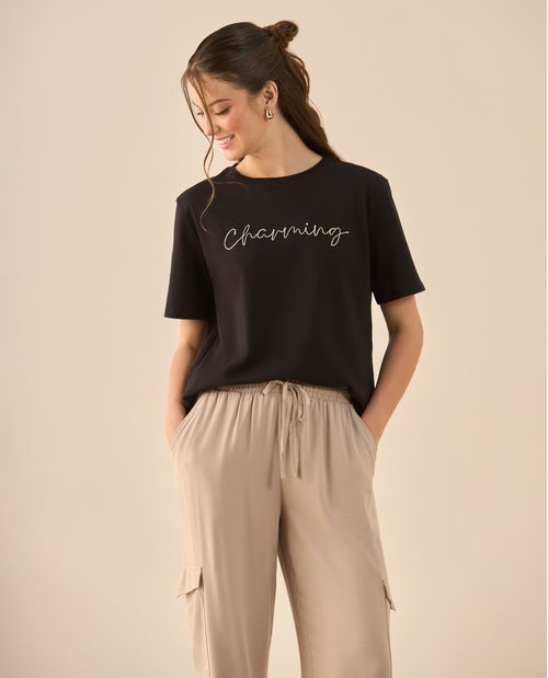 Camiseta estampada en frente para mujer