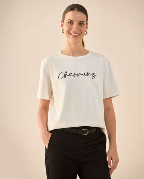 Camiseta estampada en frente para mujer