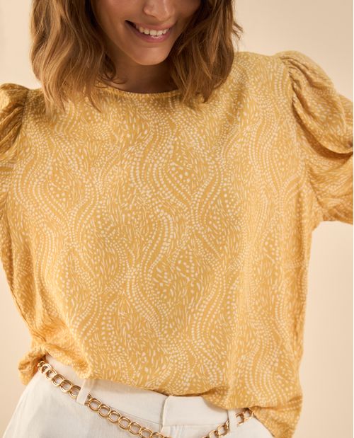 Camisa estampada manga corta para mujer
