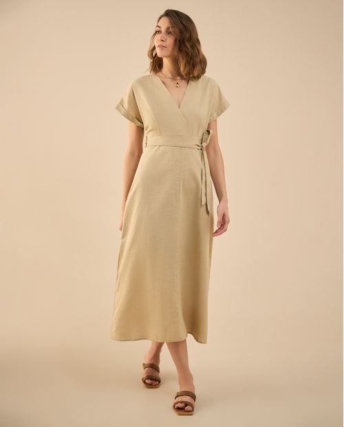Vestido largo con escote en V para mujer