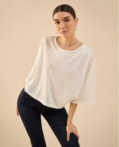 Camiseta de manga tipo mariposa para mujer