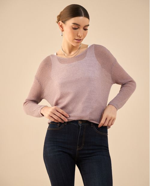 Camisa tejida con escote en V para mujer