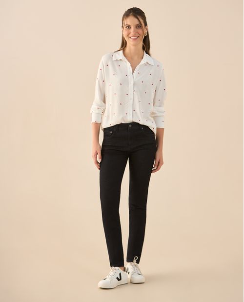 Jean bota recta tono oscuro para mujer