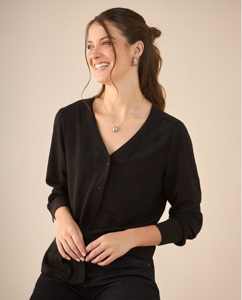 Camisa con escote en V para mujer