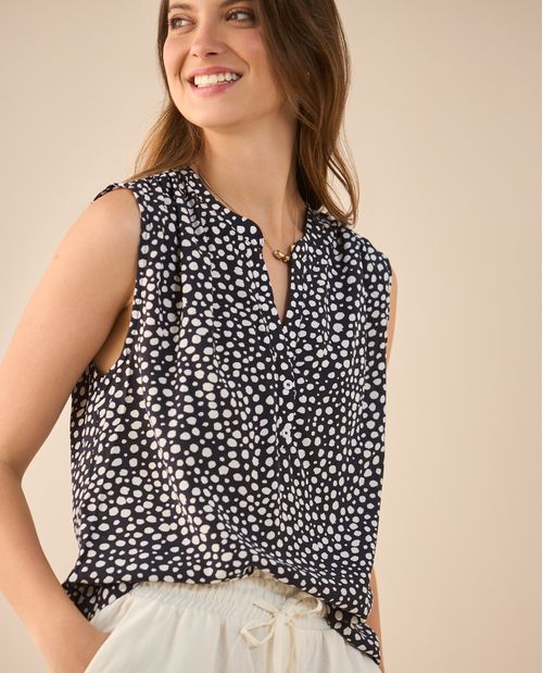 Camisa con mini escote en V para mujer
