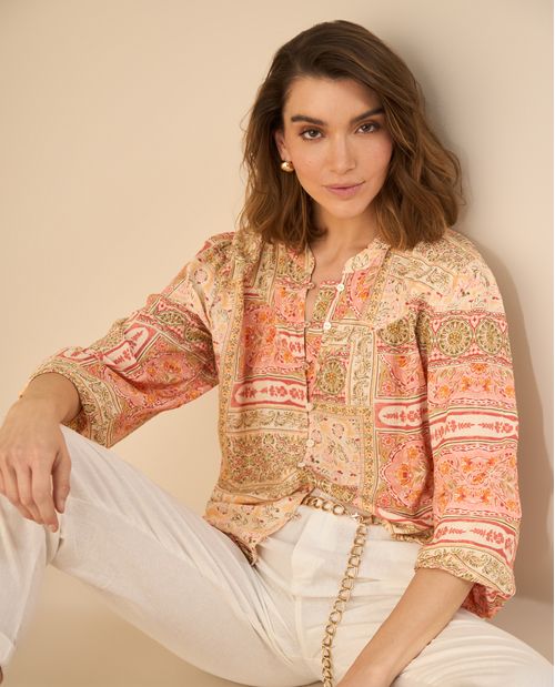 Camisa con estampado multicolor para mujer