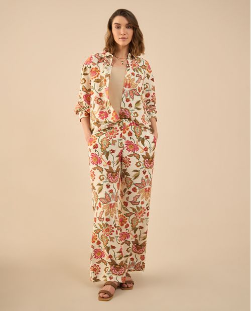 Pantalón con estampado de flores para mujer