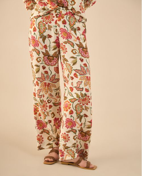 Pantalón con estampado de flores para mujer