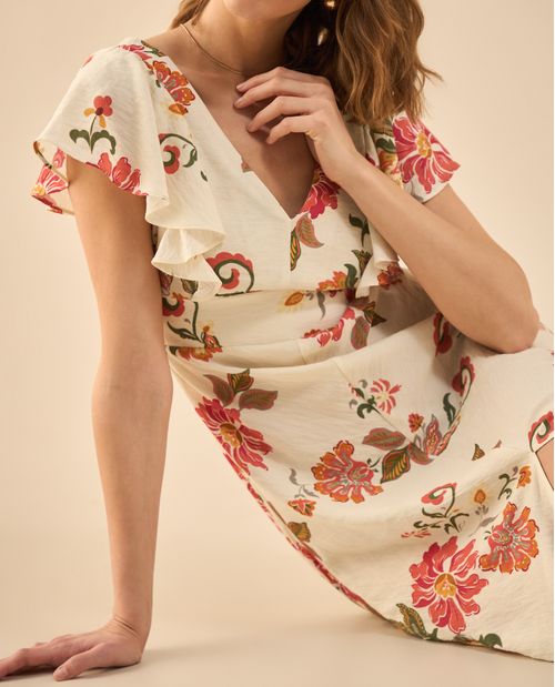 Vestido largo manga corta para mujer