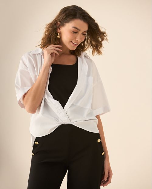 Camisa clásica manga larga 3/4 para mujer