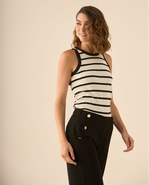 Camiseta de diseño a rayas para mujer