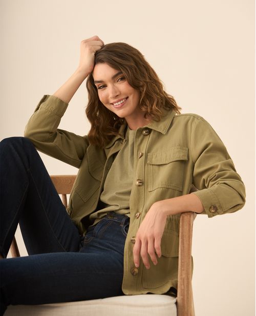 Chaqueta larga con cordón en citurón para mujer