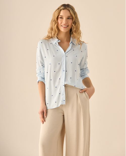 Camisa con mini prints de corazones para mujer
