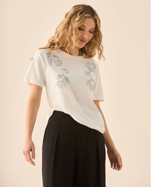 Camiseta con detalles brillantes para mujer