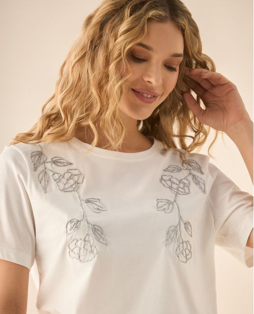 Camiseta con detalles brillantes para mujer