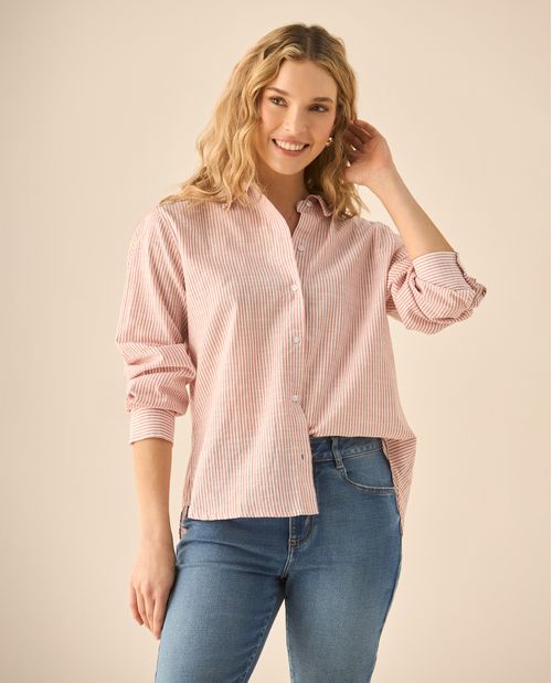 Camisa de diseño a rayas para mujer