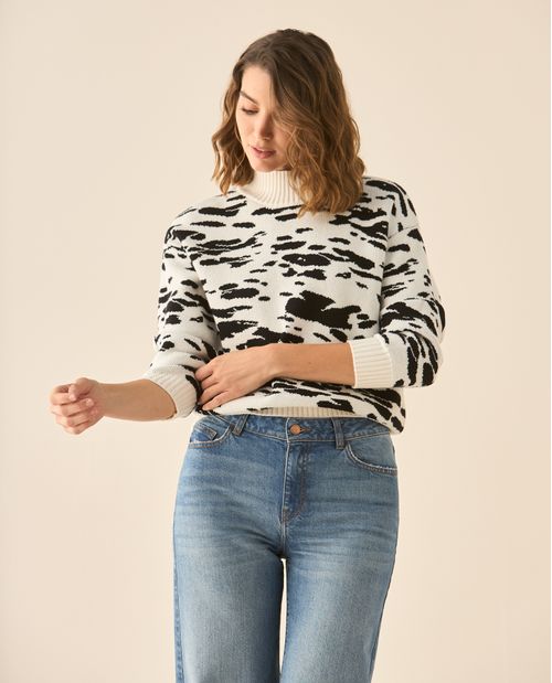 Buzo tejido con diseño animal print para mujer