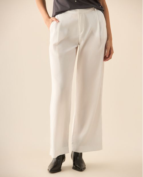 Pantalón bota recta con bolsillos de ribete en posterior para mujer
