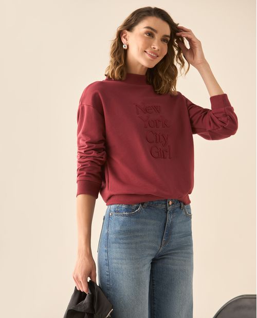 Buzo cuello redondo bordado para mujer