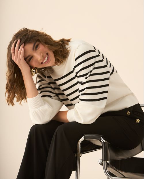Buzo tejido con líneas horizontales para mujer