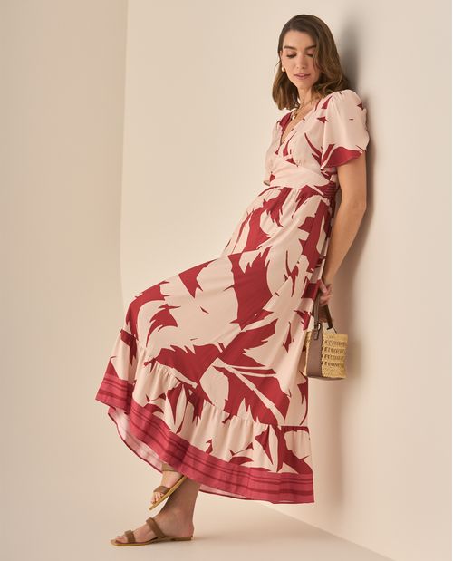 Vestido largo con escote en V para mujer