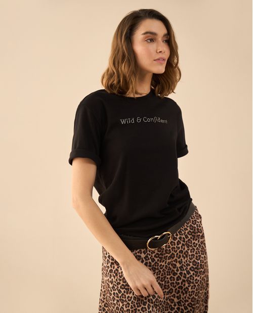 Camiseta con apliques en frente para mujer