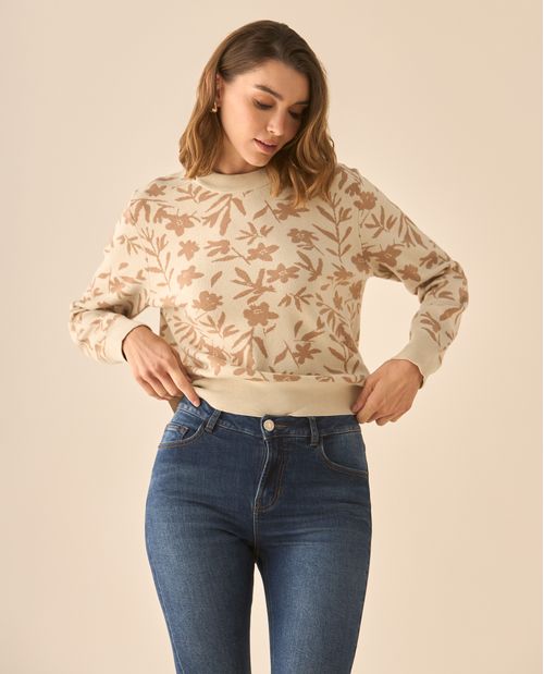 Suéter tejido de diseño cerrado para mujer