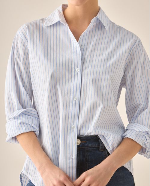 Camisa manga larga de diseño a rayas para mujer