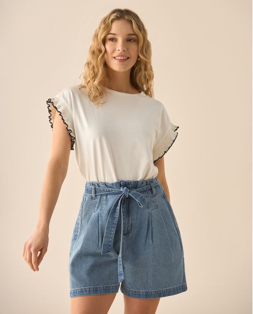 Camiseta manga sisa rodada para mujer