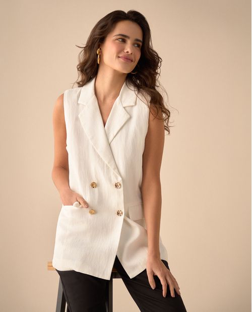Chaleco cuello de solapa para mujer