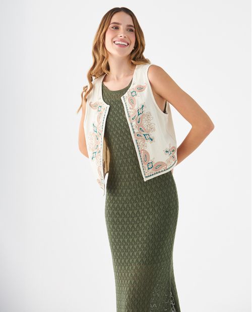 Chaleco con diseños bordados para mujer