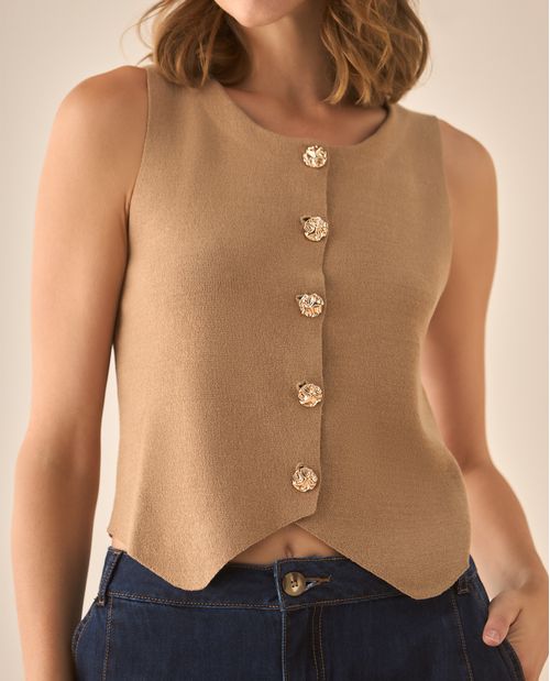 Camisa tejida tipo chaleco para mujer