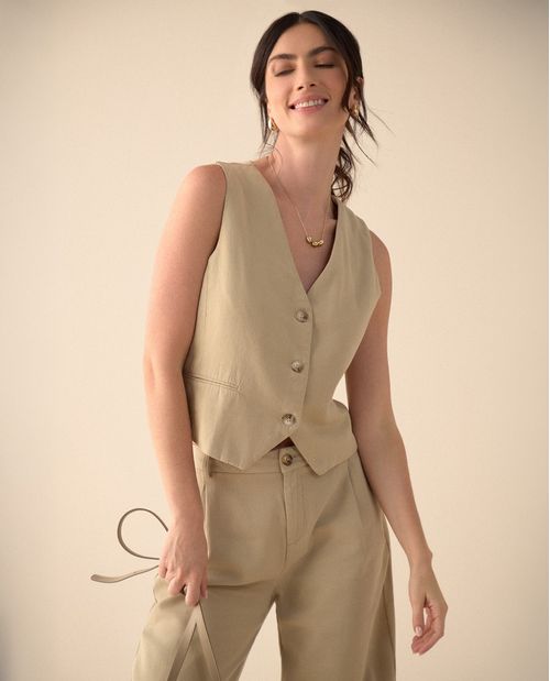 Chaleco con escote en V para mujer