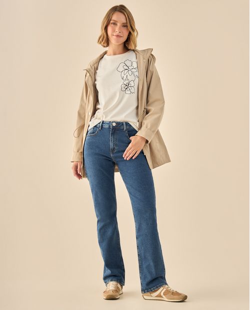 Pantalón Denim con Costuras Contrastantes