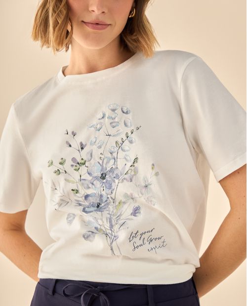 Camiseta con Estampado Floral