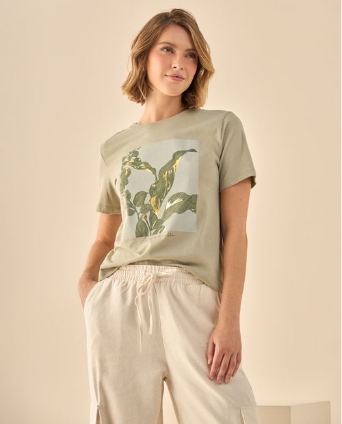 Camiseta con Estampado Botánico