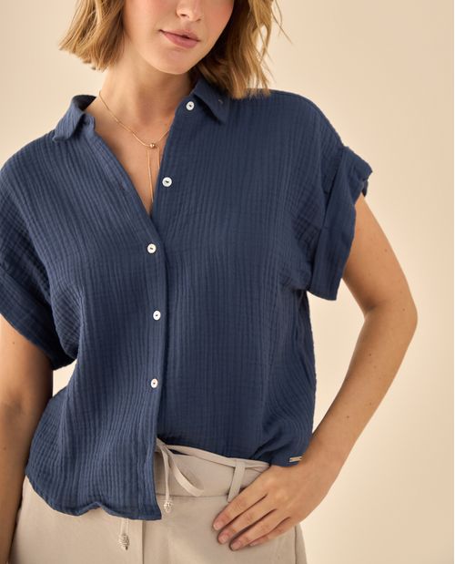 Camisa con Textura Acanalada