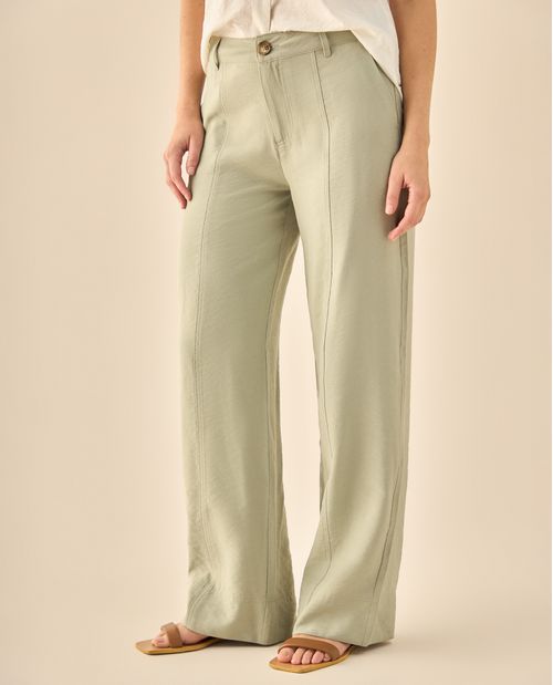 Pantalón Wide Leg con Detalles Artesanales