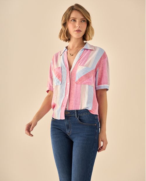 Camisa de Rayas Manga Corta Premium