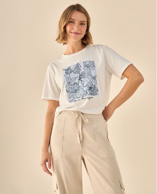 Camiseta con Estampado Floral