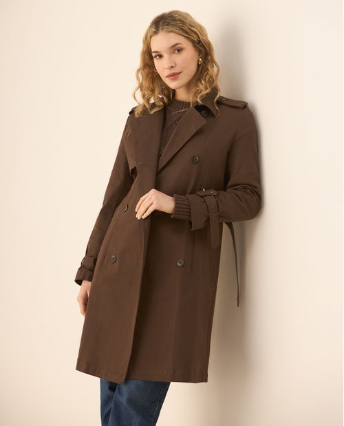 Abrigo largo con cinturón ajustable para mujer